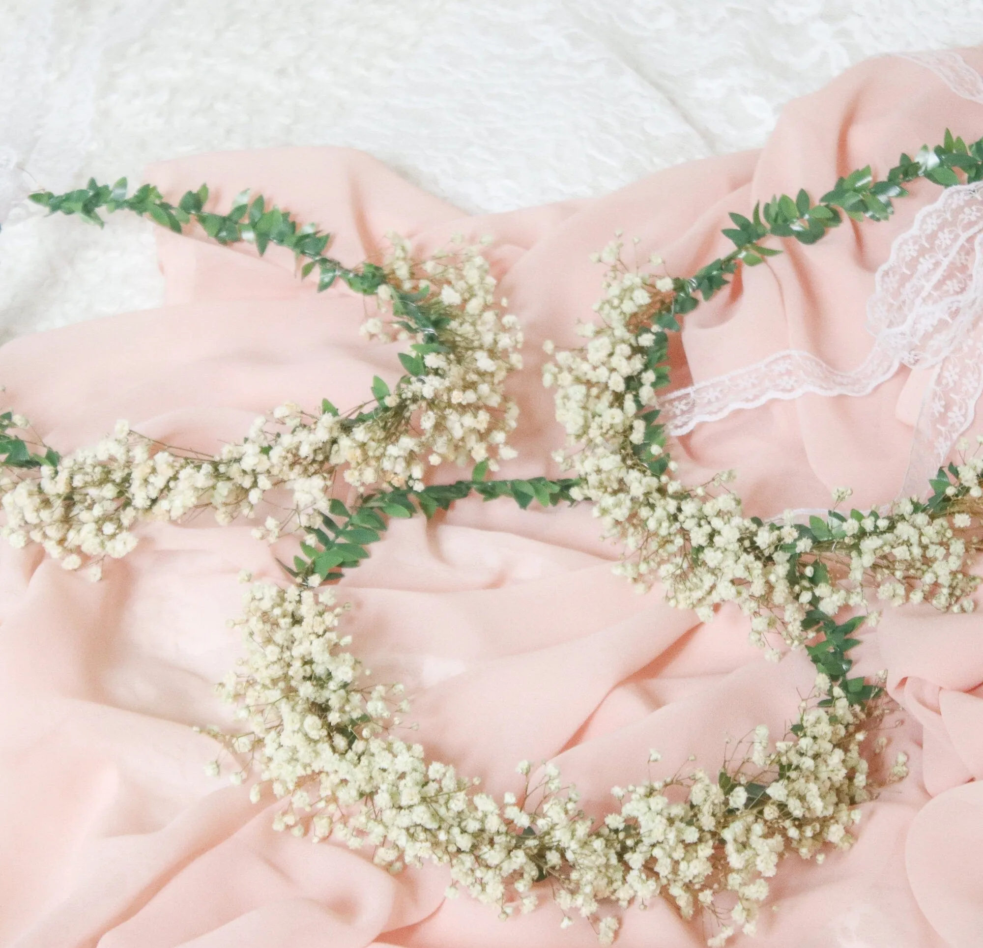 Gypsohila (baby's breath) Dried Flower Crown, Bridal Crown, Ivy Hair crown, Dried flower bridesmaid wreath, Wedding crown, Gypsophila crown