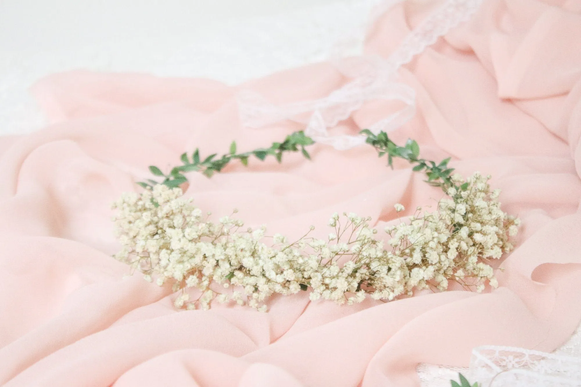 Gypsohila (baby's breath) Dried Flower Crown, Bridal Crown, Ivy Hair crown, Dried flower bridesmaid wreath, Wedding crown, Gypsophila crown