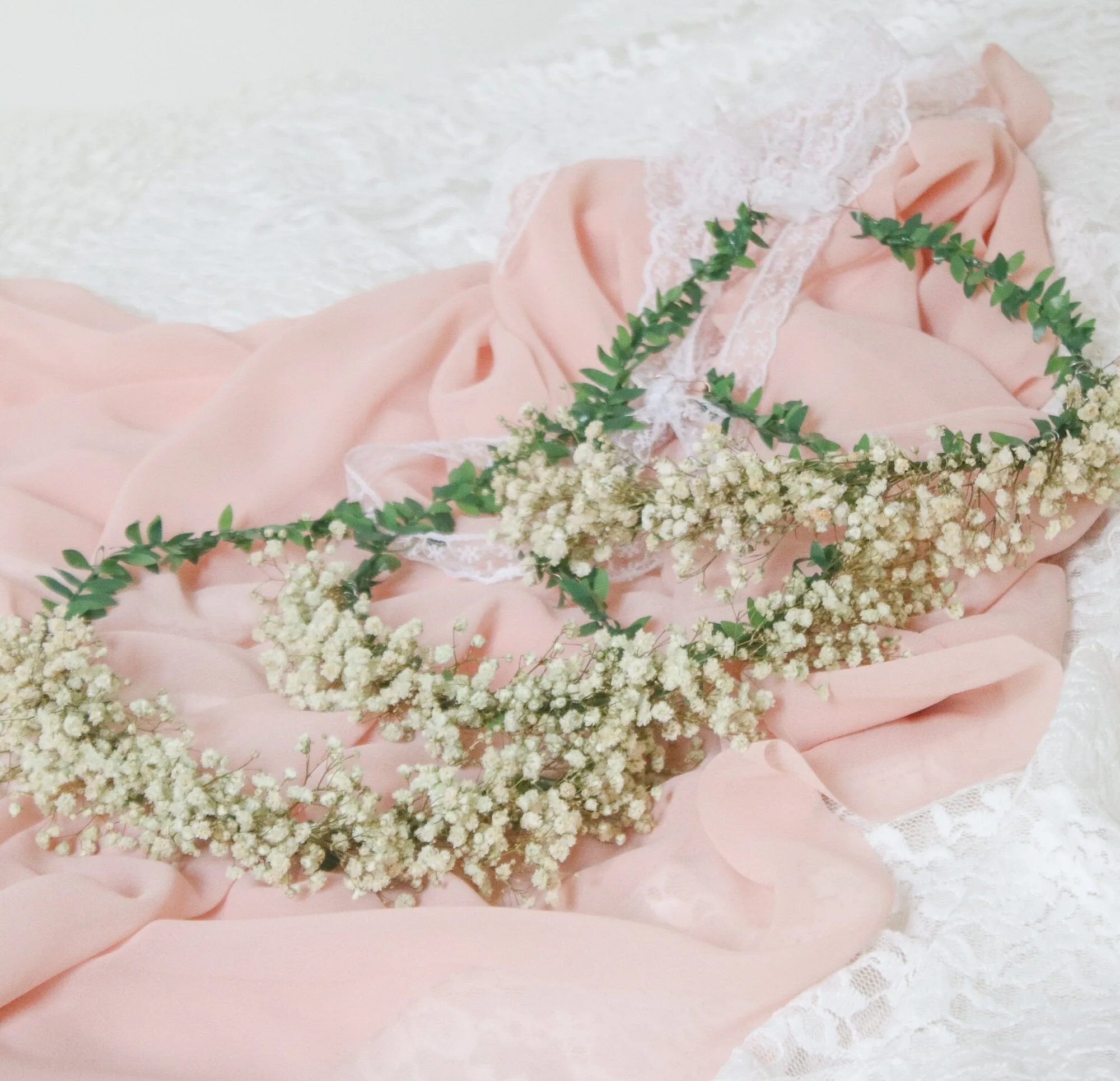 Gypsohila (baby's breath) Dried Flower Crown, Bridal Crown, Ivy Hair crown, Dried flower bridesmaid wreath, Wedding crown, Gypsophila crown