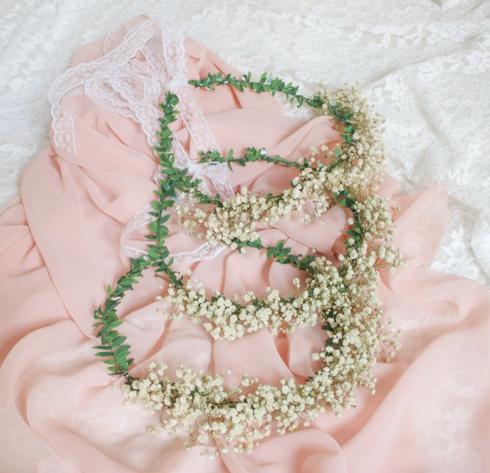 Gypsohila (baby's breath) Dried Flower Crown, Bridal Crown, Ivy Hair crown, Dried flower bridesmaid wreath, Wedding crown, Gypsophila crown