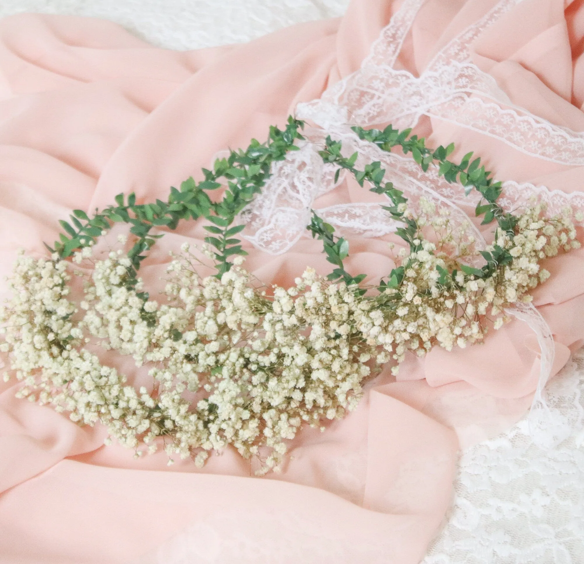 Gypsohila (baby's breath) Dried Flower Crown, Bridal Crown, Ivy Hair crown, Dried flower bridesmaid wreath, Wedding crown, Gypsophila crown