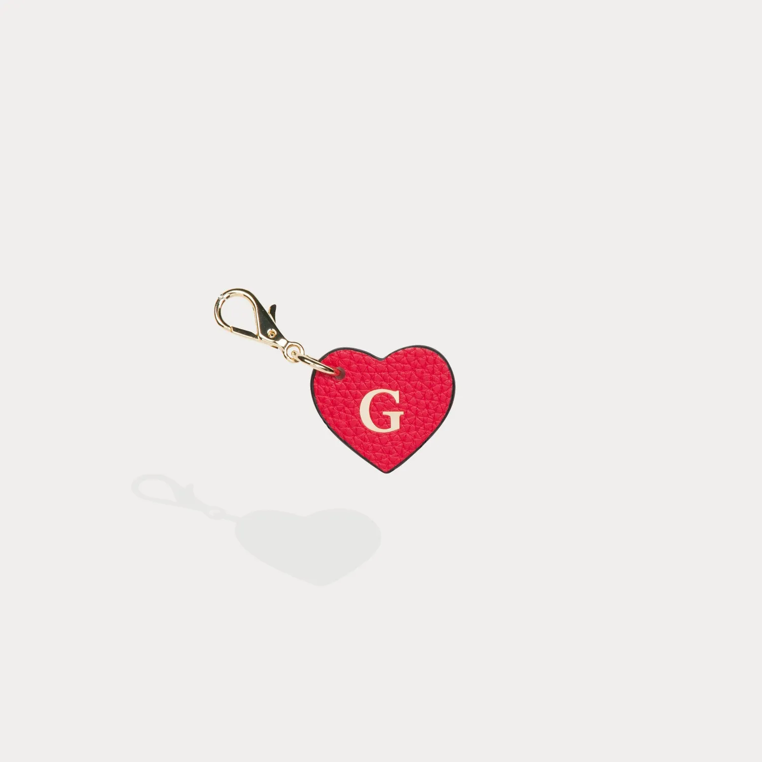Heart Initial Charm - Red/Gold