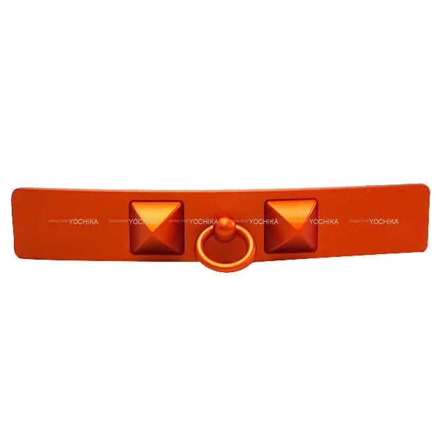 HERMES barretter Hair Clip Valletta Caprice Medor Orange Aluminum Silver HW[EXCELLENT][Authentic]