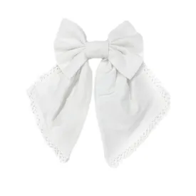 Jaylin White Linen Hair Bow