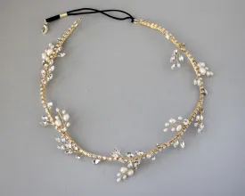 Light Gold Cultured Pearl Vine Headband