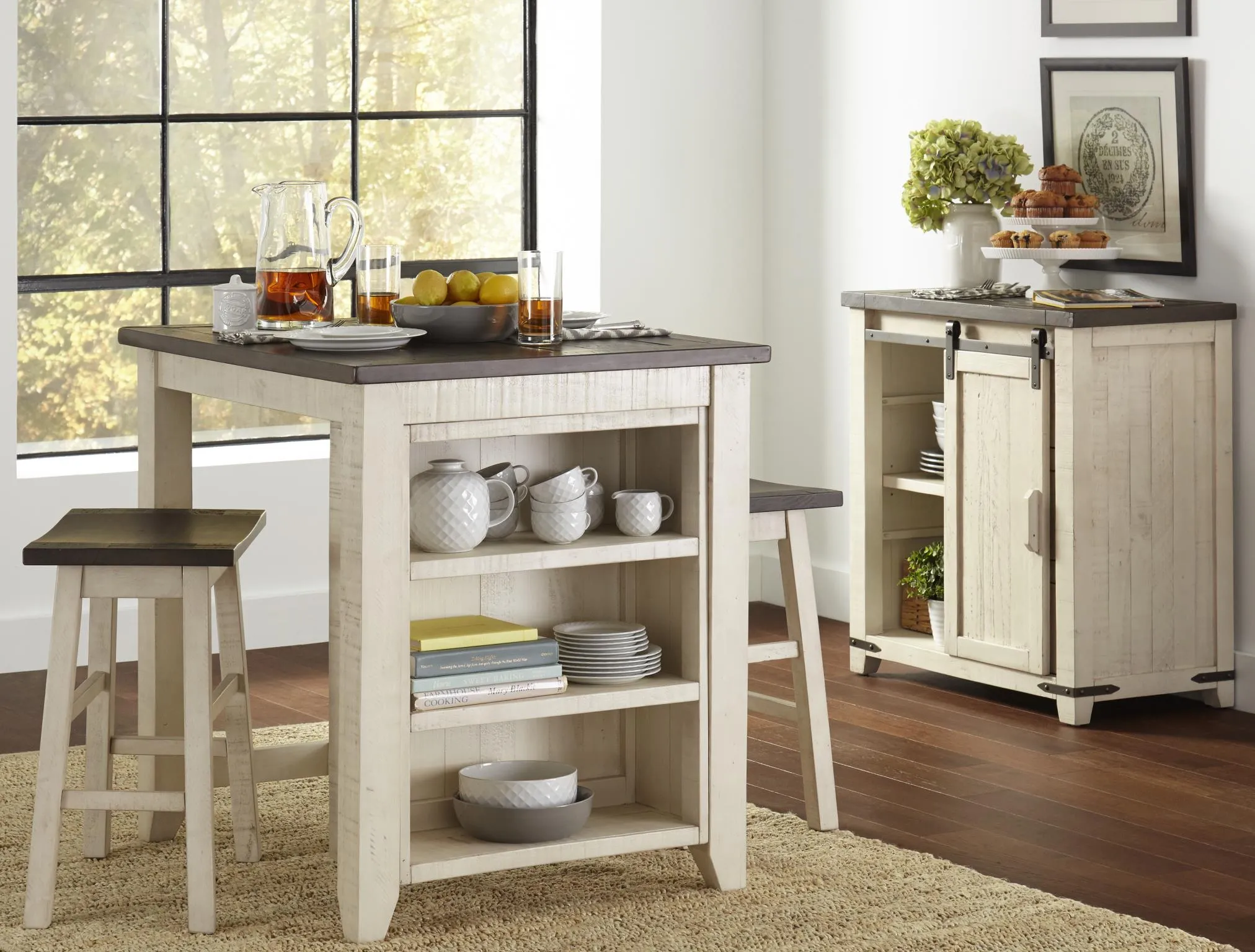 Loft 3-Pc Small Kitchen Island Dining Set