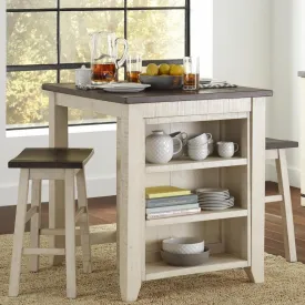 Loft 3-Pc Small Kitchen Island Dining Set