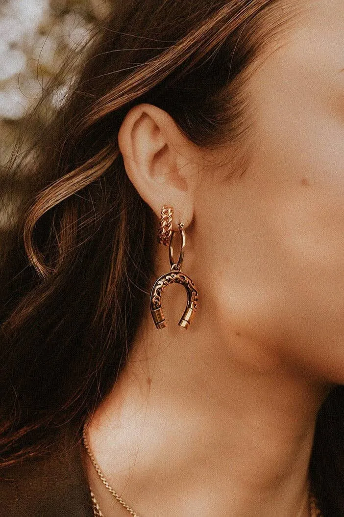 Lucky Charm Horseshoe Hoop Earrings