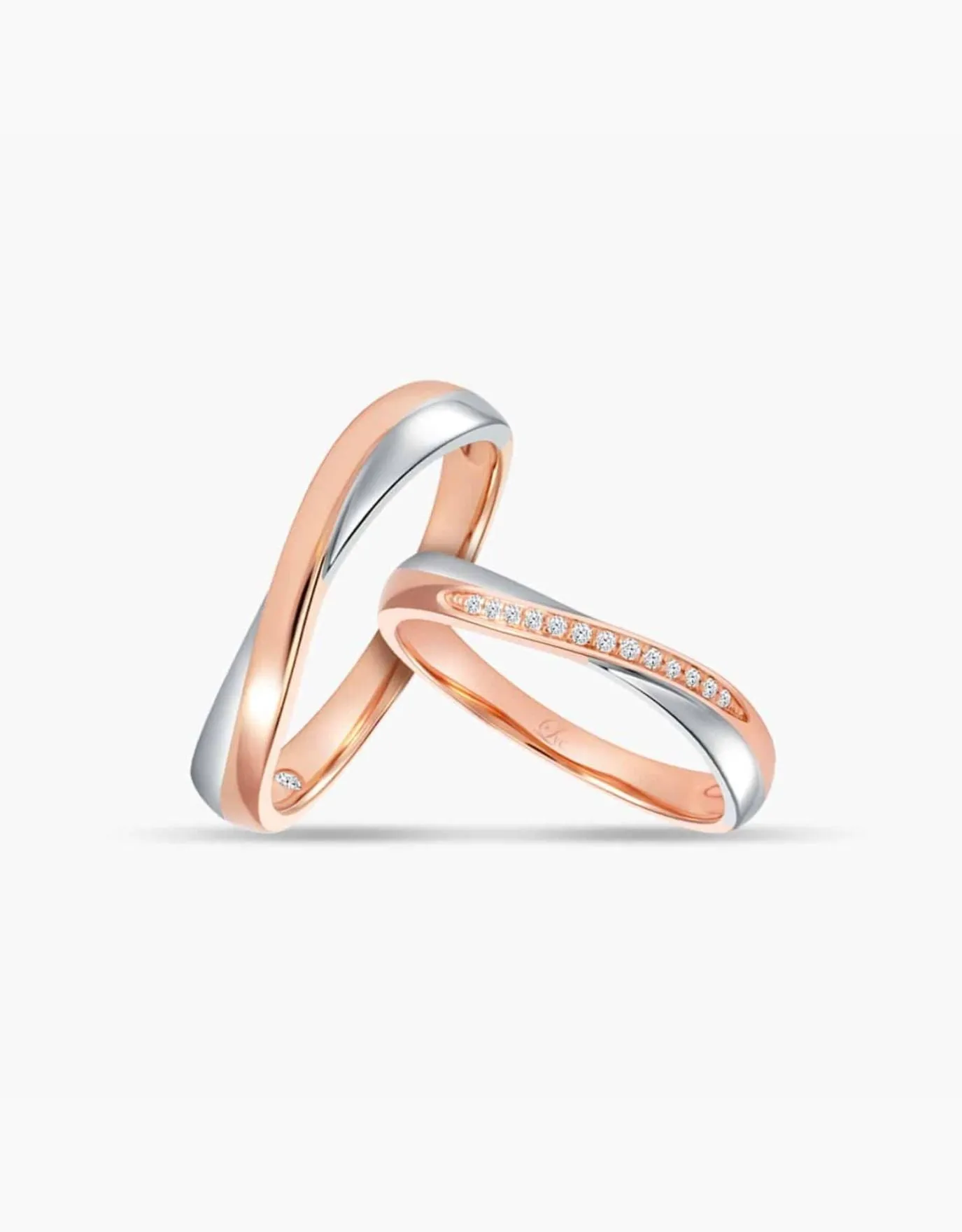 LVC Perfection Bliss Wedding Band in White and Rose Gold