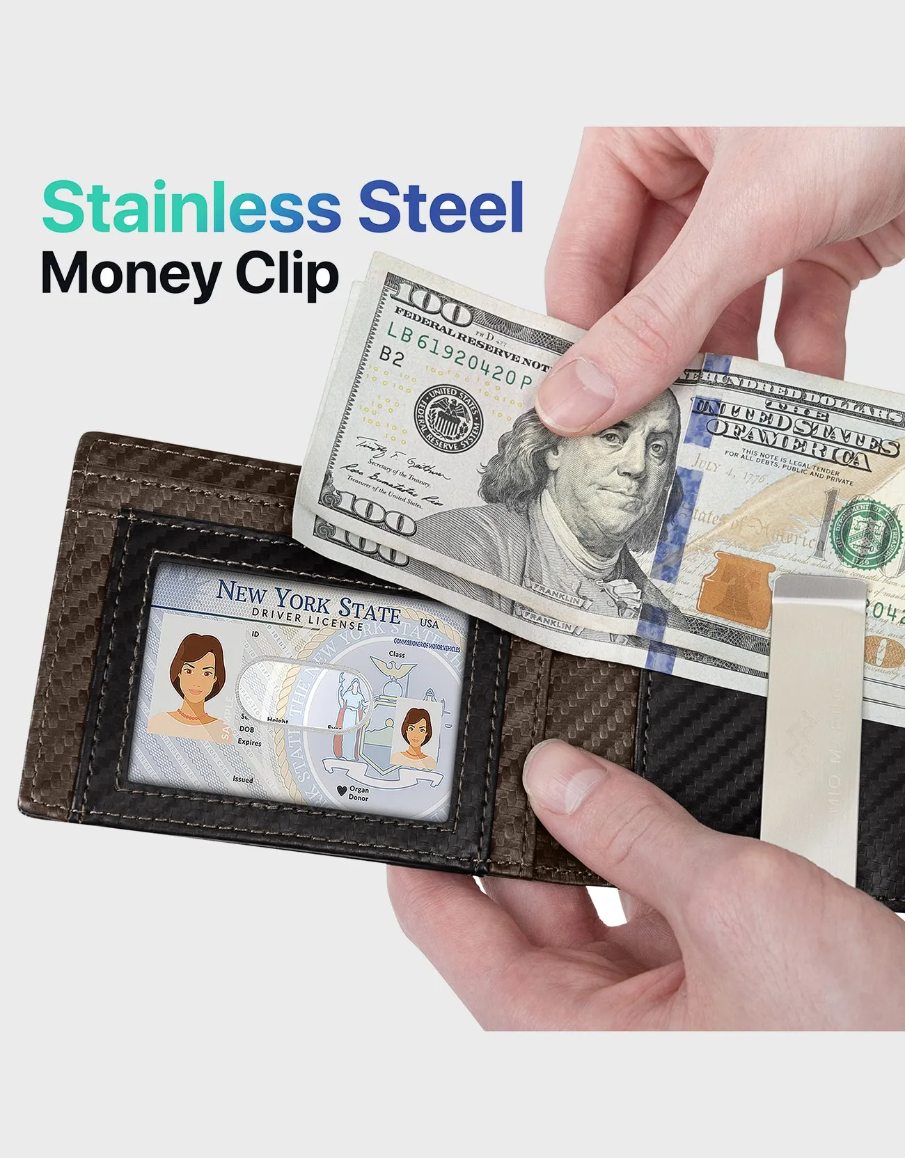 Men's Slim Bifold   Wallet with Money Clip