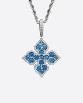 MOISSANITE BLUE CLOVER PENDANT. - WHITE GOLD