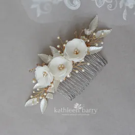 Odette Wedding hair comb ivory and gold Assorted color options available - Bridal hair accessories - veil comb