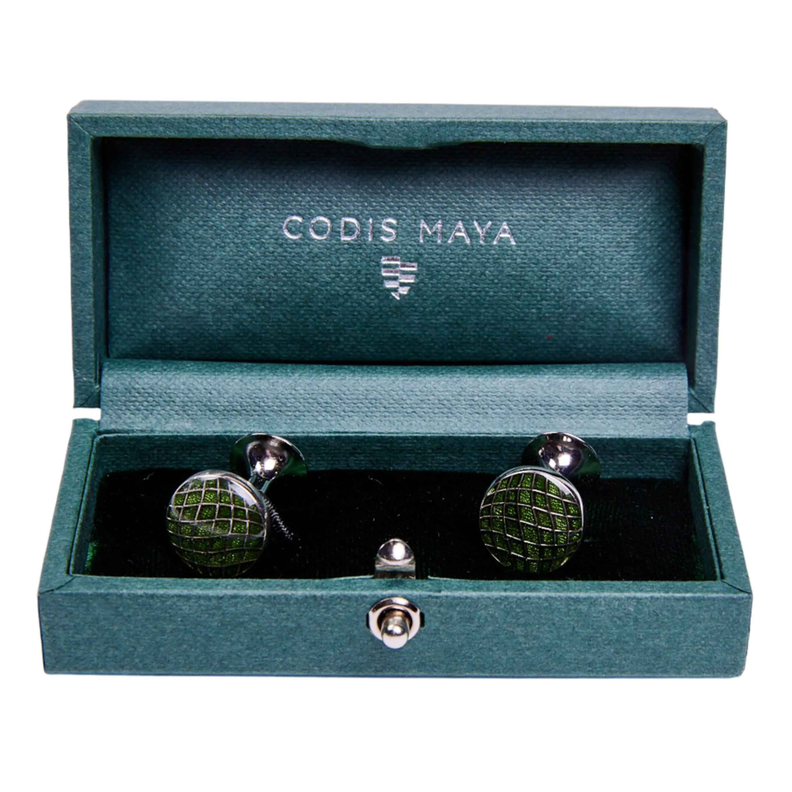 Olive Swiss Check Enamel Cufflinks