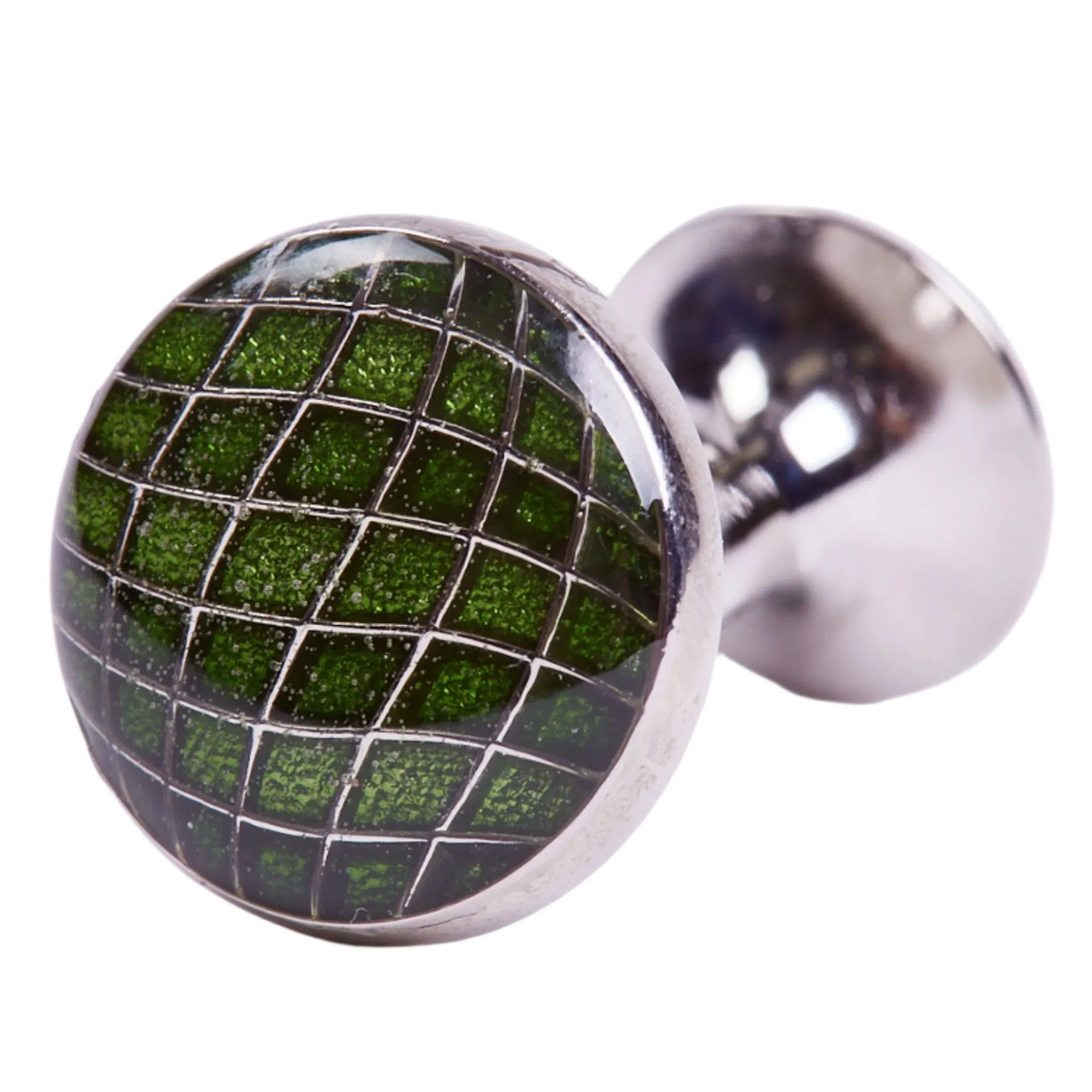 Olive Swiss Check Enamel Cufflinks