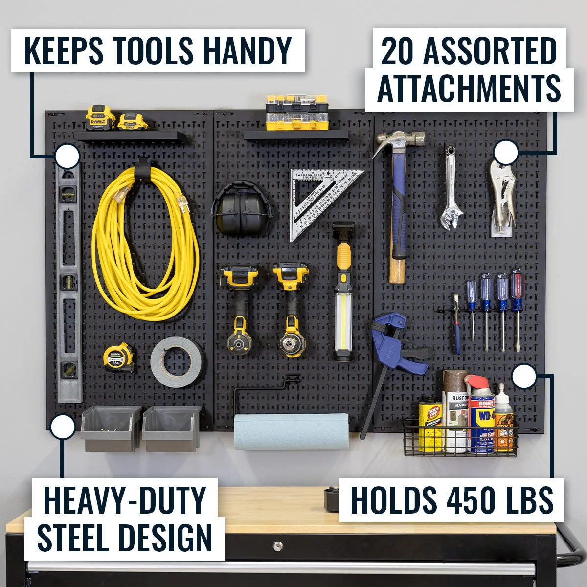 OUTLET | 51" x 32" Pristine Pegboard |20 Attachments