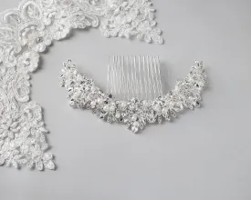 Pearl and Crystal Arched Wedding Comb