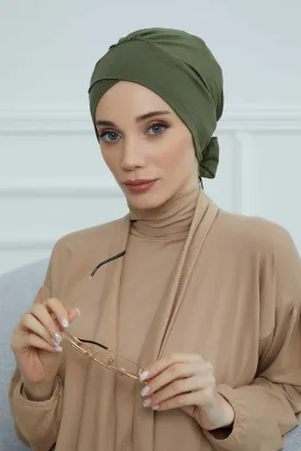 Plain Instant Turban Cotton Scarf Head Wrap, Belted Turban Bonnet for Women, Chic Design Instant Turban Hijab, Plain Chemo Bonnet Cap,B-31