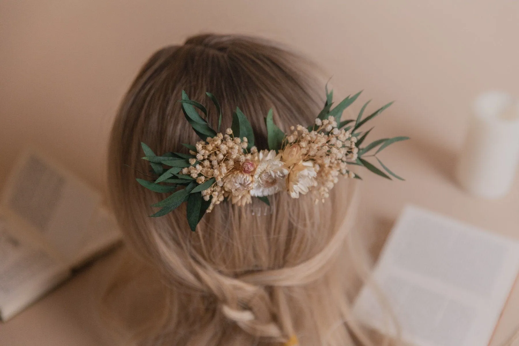 Preserved Eucalyptus Hair Comb / Bridal Boho Wedding Comb