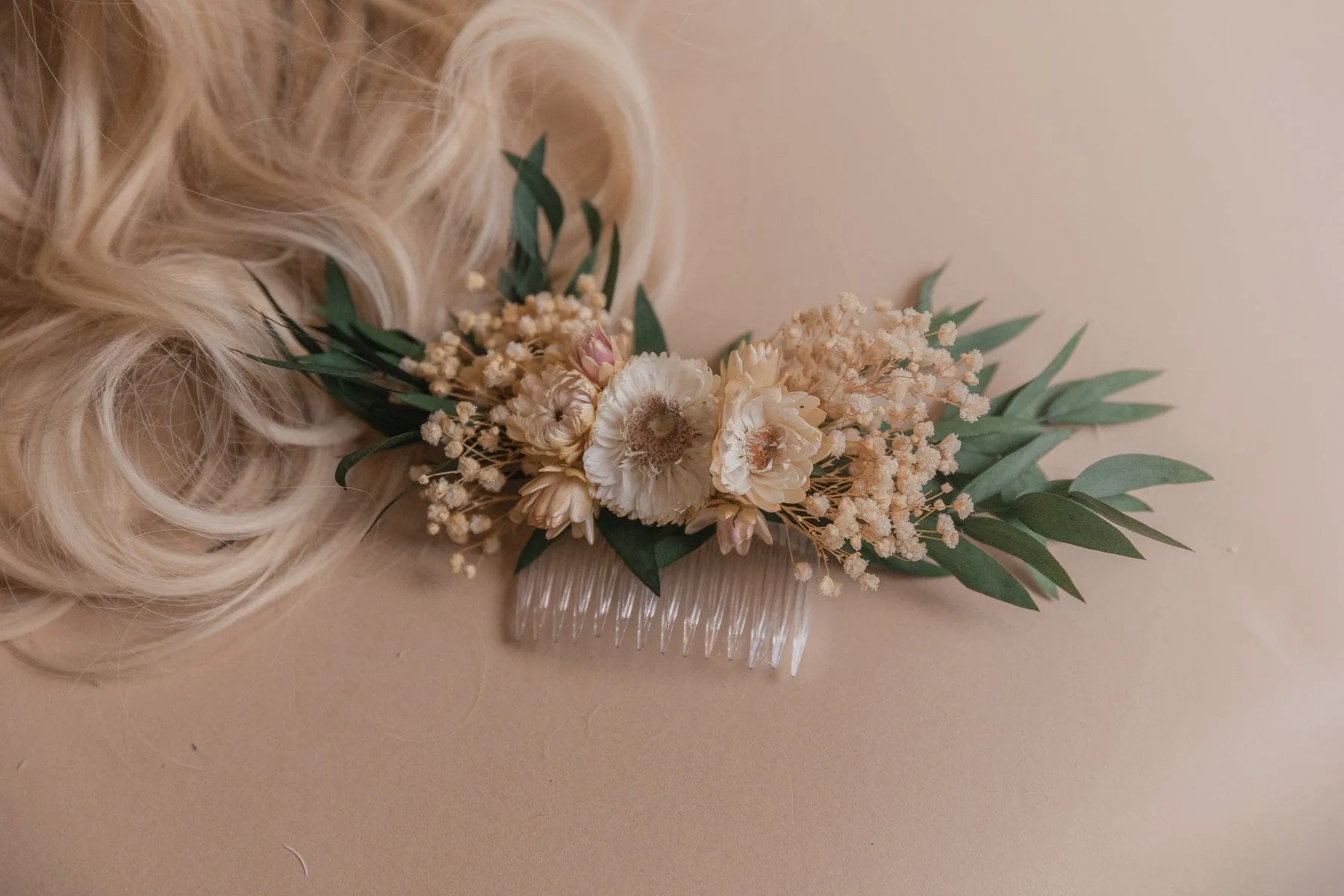 Preserved Eucalyptus Hair Comb / Bridal Boho Wedding Comb