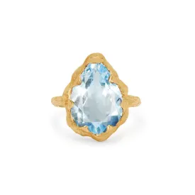 Queen Water Drop Aquamarine Solitaire Ring