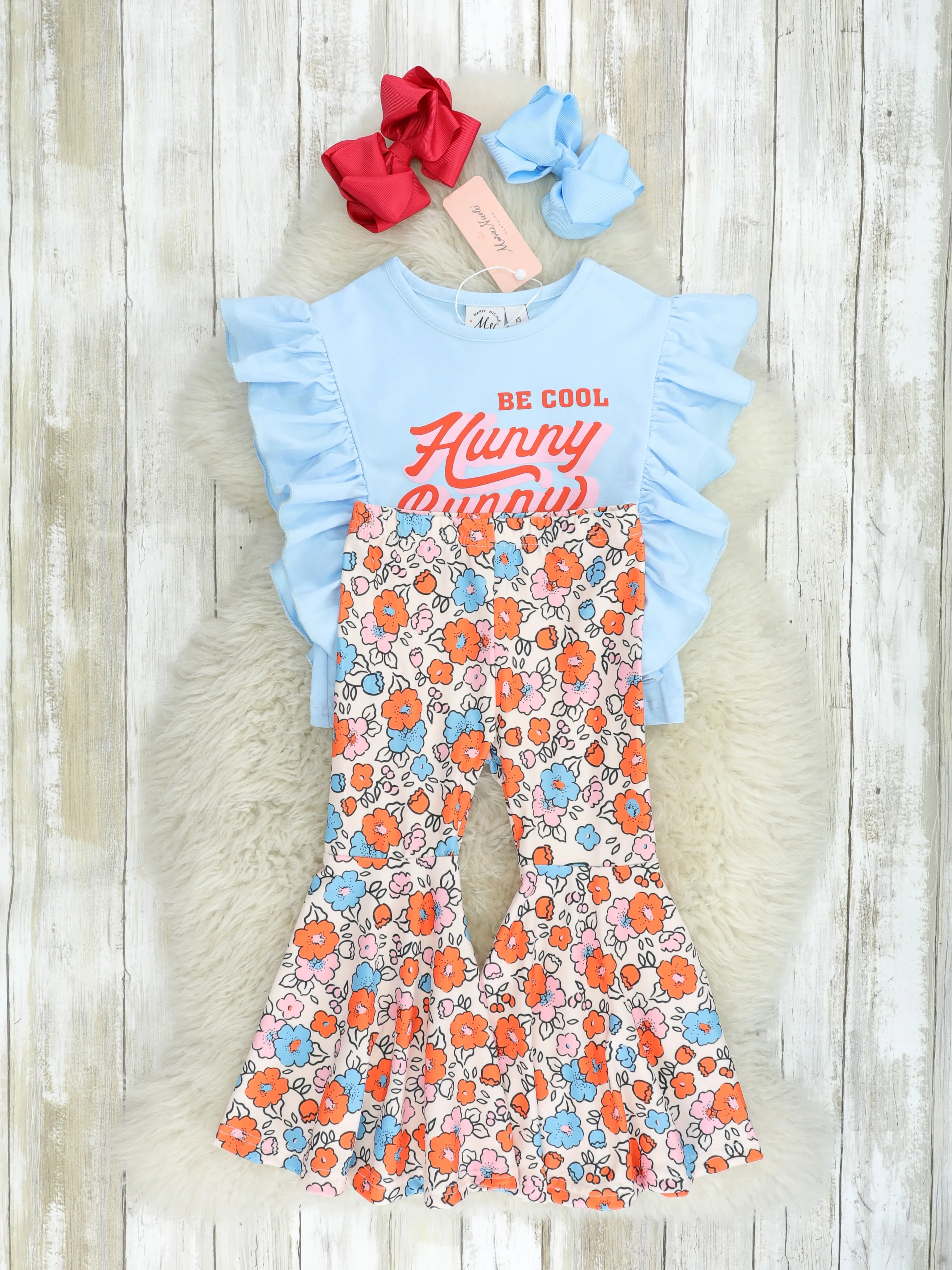 "Hunny Bunny" Bright Floral Bell Bottoms