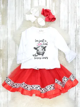 "Just A Girl Who Loves Cows" Tulle Ruffle Outfit