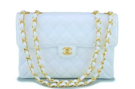 *rare* Chanel White Caviar Jumbo Classic Flap Bag 24k GHW