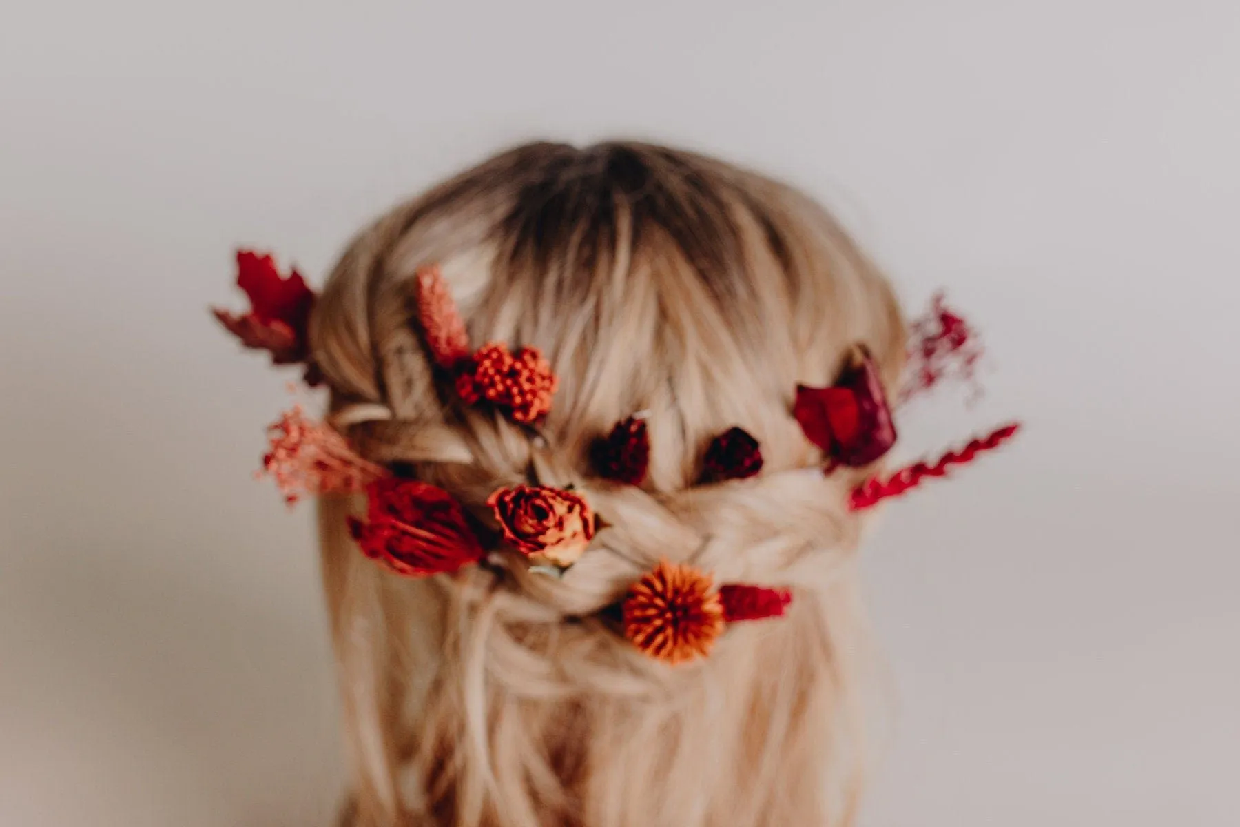 Red Dried Roses & Echinops Thistle Hair Pins Set, Boho Hair Pins, Wedding Hair Pins, Flower Pin Set