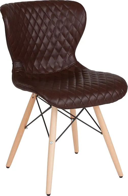 Riverway Brown Vinyl Upholstered Chair Natural Wooden Legs