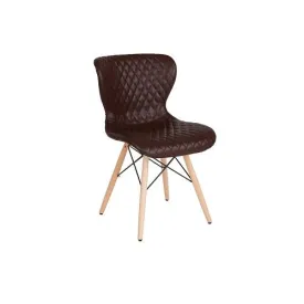 Riverway Brown Vinyl Upholstered Chair Natural Wooden Legs