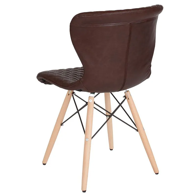 Riverway Brown Vinyl Upholstered Chair Natural Wooden Legs