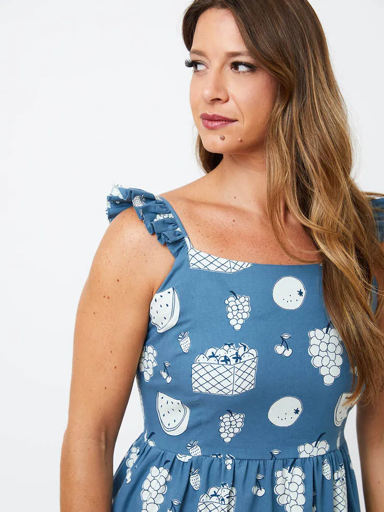 Ruffle Strap Dress - Fruity Blue