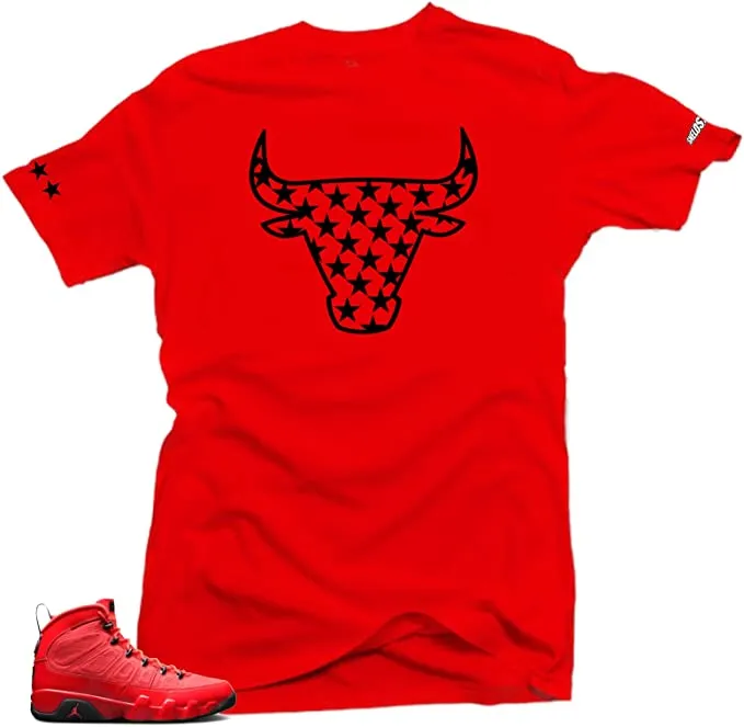 Shirt To Match Jordan 9 Chile Red Shoes -Bull Stars Sneaker Match Shirts