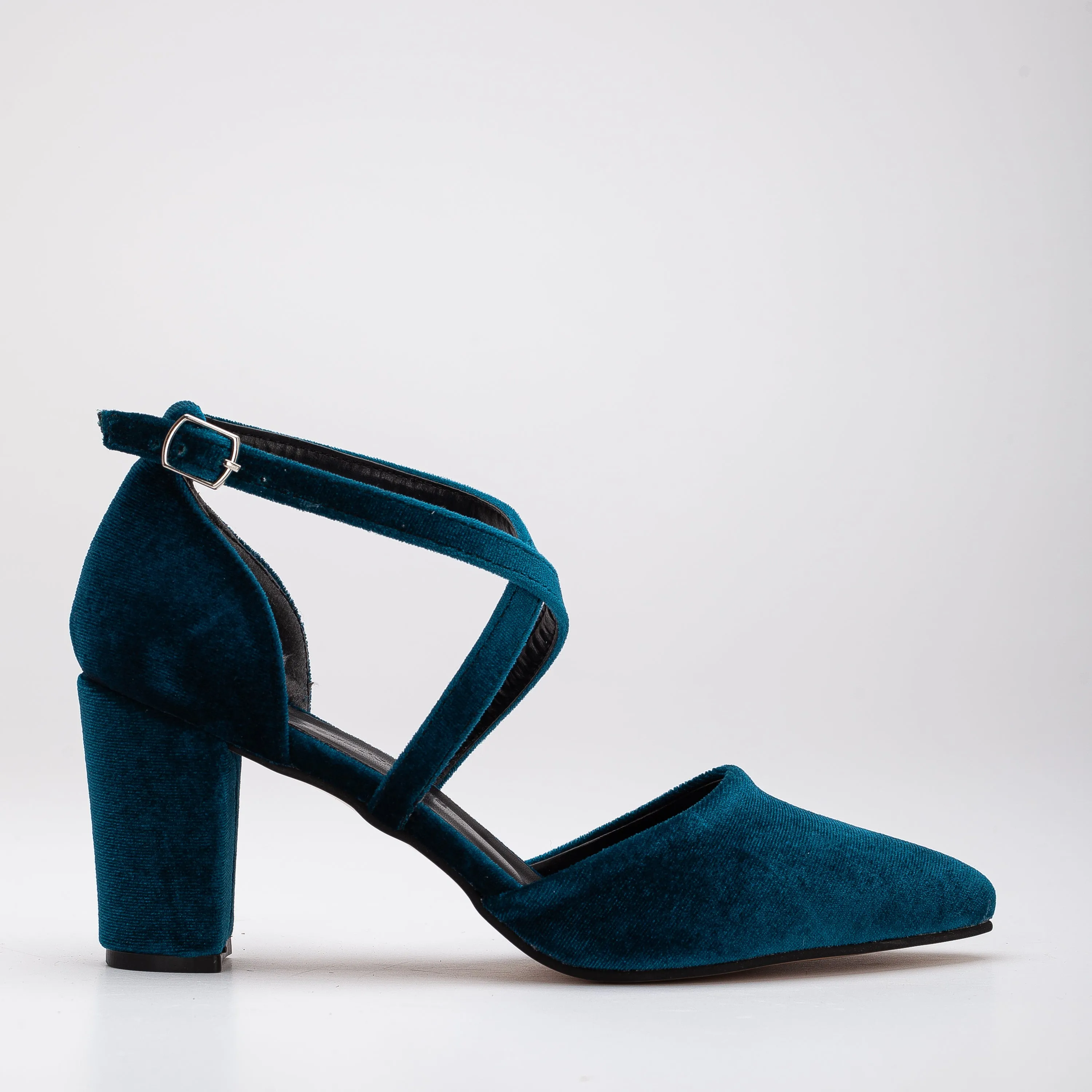 Sina - Teal Blue Velvet Heels