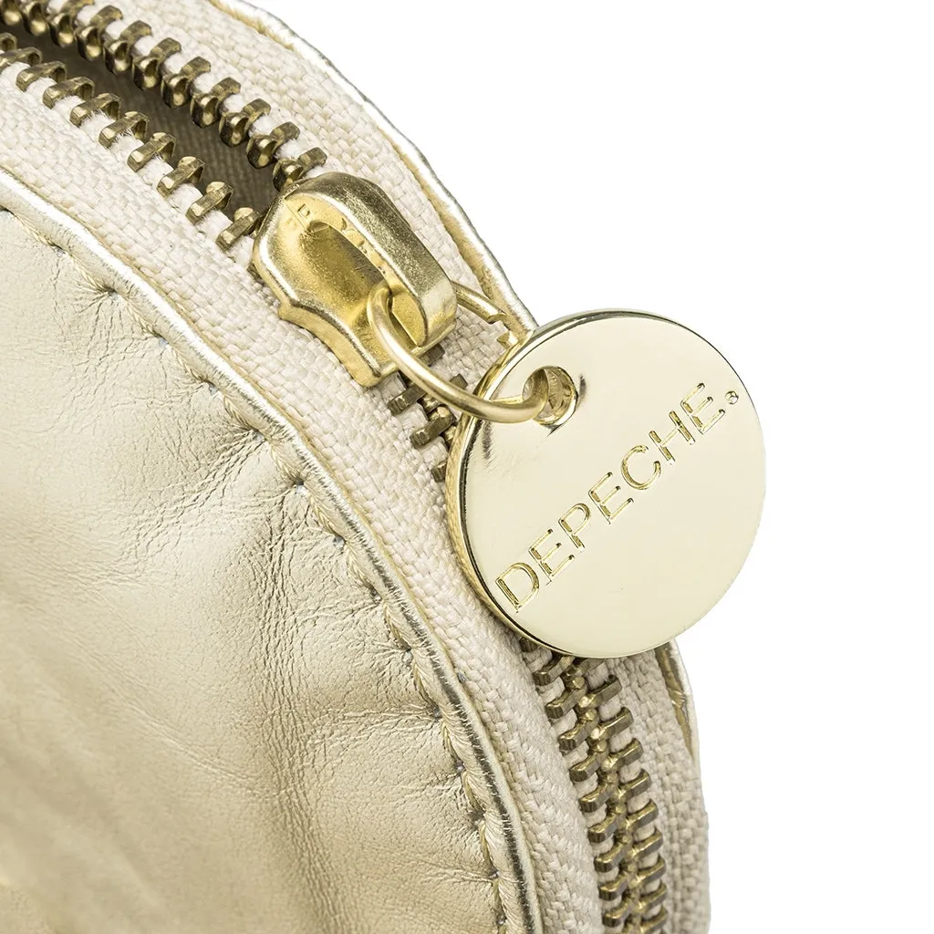 Small round leather purse en metallic look / 15690 - Gold Metallic