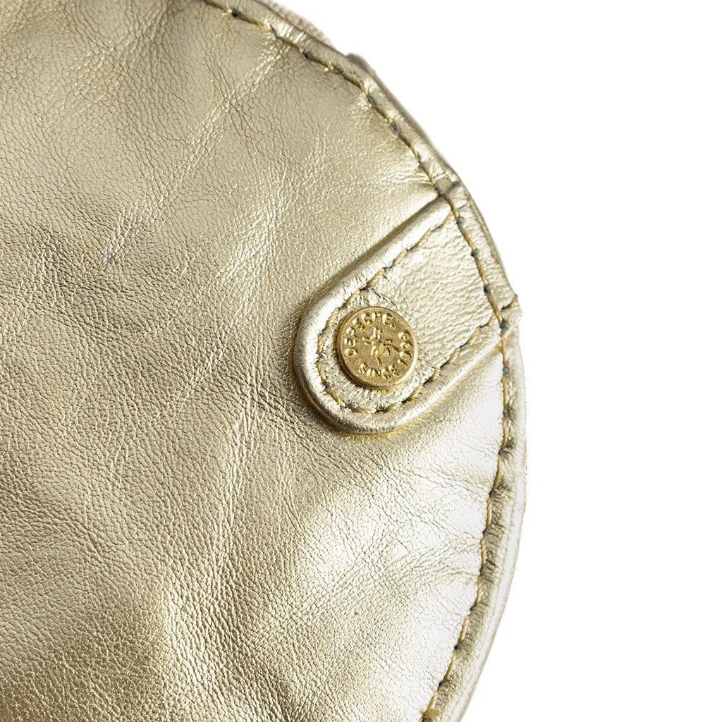 Small round leather purse en metallic look / 15690 - Gold Metallic