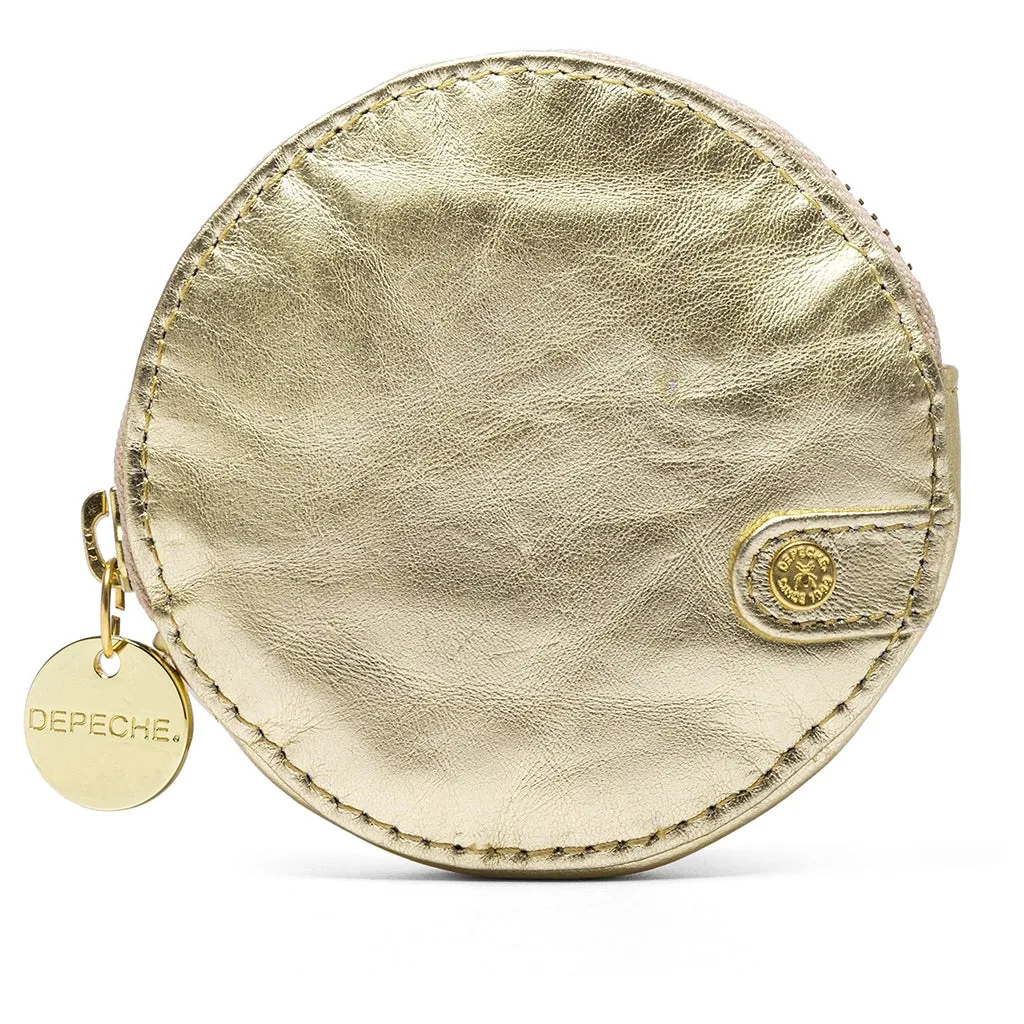 Small round leather purse en metallic look / 15690 - Gold Metallic