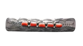 Sterling Silver Mediterranean Coral Barrette | Artisan Handmade