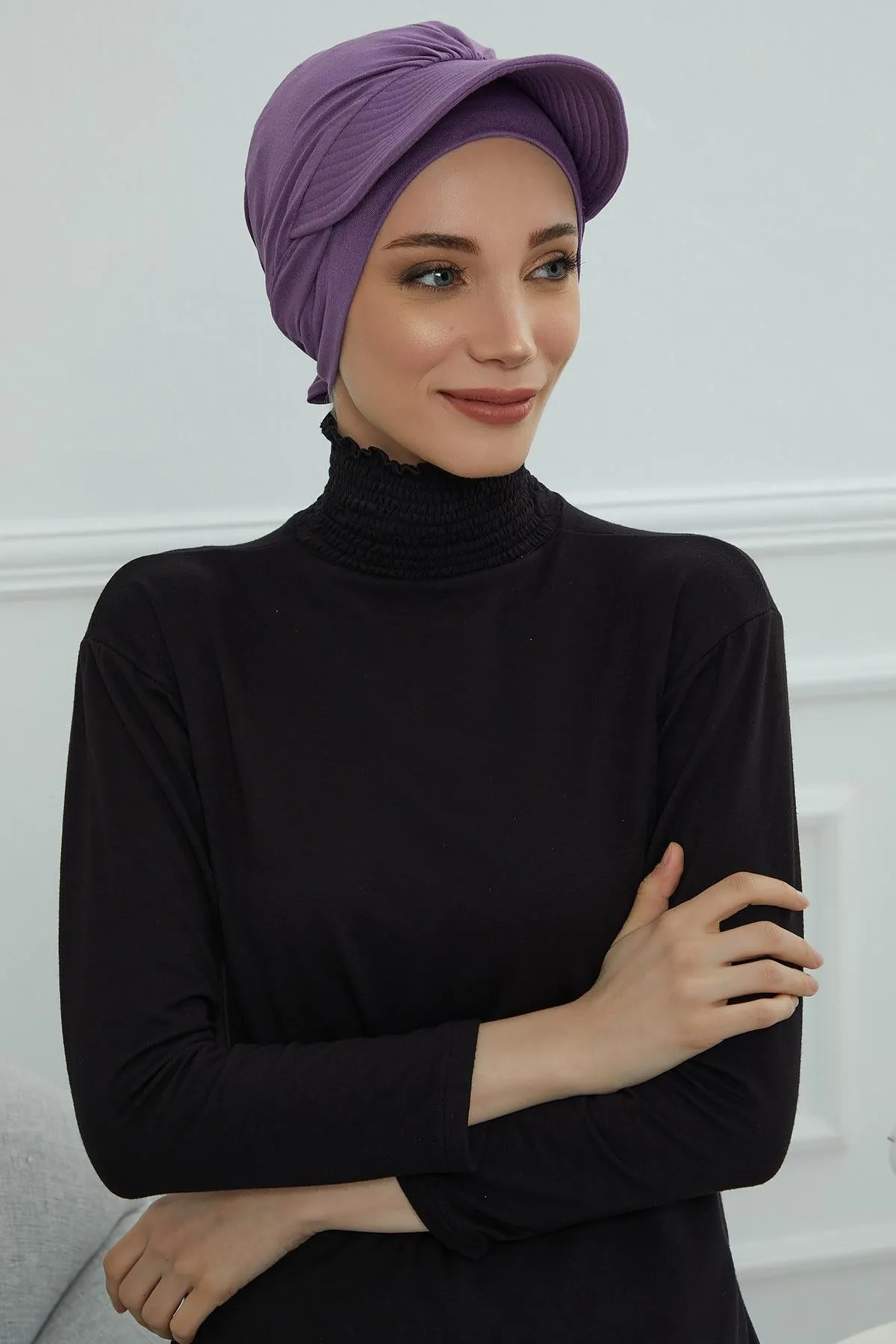 Stylish Visor Cap Instant Turban Hijab for Women, Trendy Visor Cap for Hair Loss Patients, Chemo Visor Cap, Visor Full Head Covering,B-66