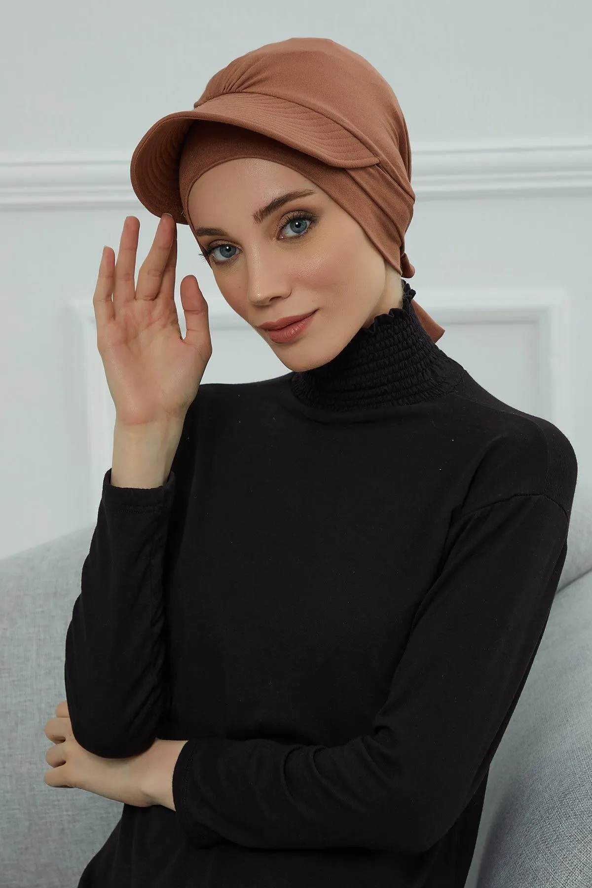 Stylish Visor Cap Instant Turban Hijab for Women, Trendy Visor Cap for Hair Loss Patients, Chemo Visor Cap, Visor Full Head Covering,B-66