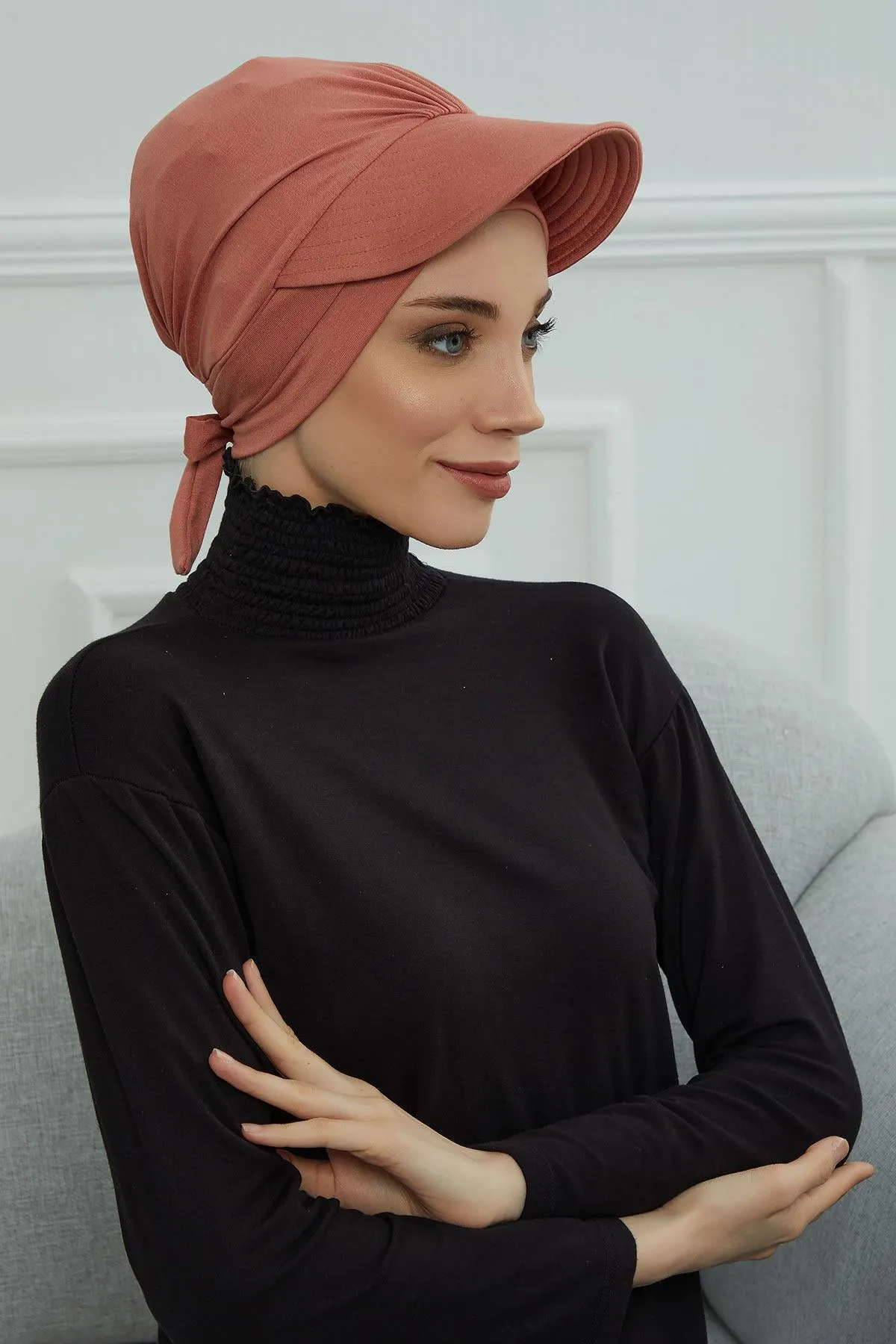 Stylish Visor Cap Instant Turban Hijab for Women, Trendy Visor Cap for Hair Loss Patients, Chemo Visor Cap, Visor Full Head Covering,B-66