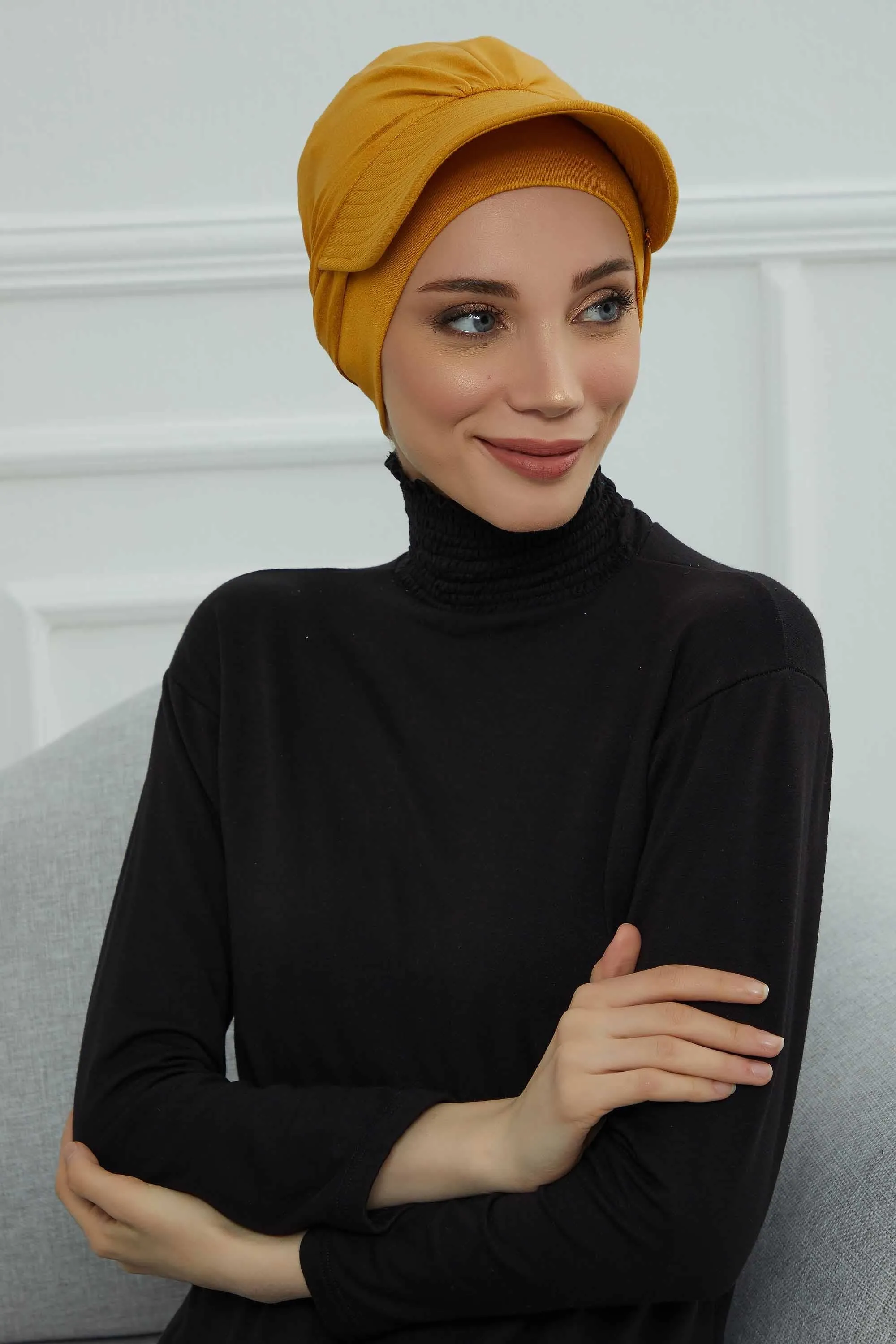 Stylish Visor Cap Instant Turban Hijab for Women, Trendy Visor Cap for Hair Loss Patients, Chemo Visor Cap, Visor Full Head Covering,B-66