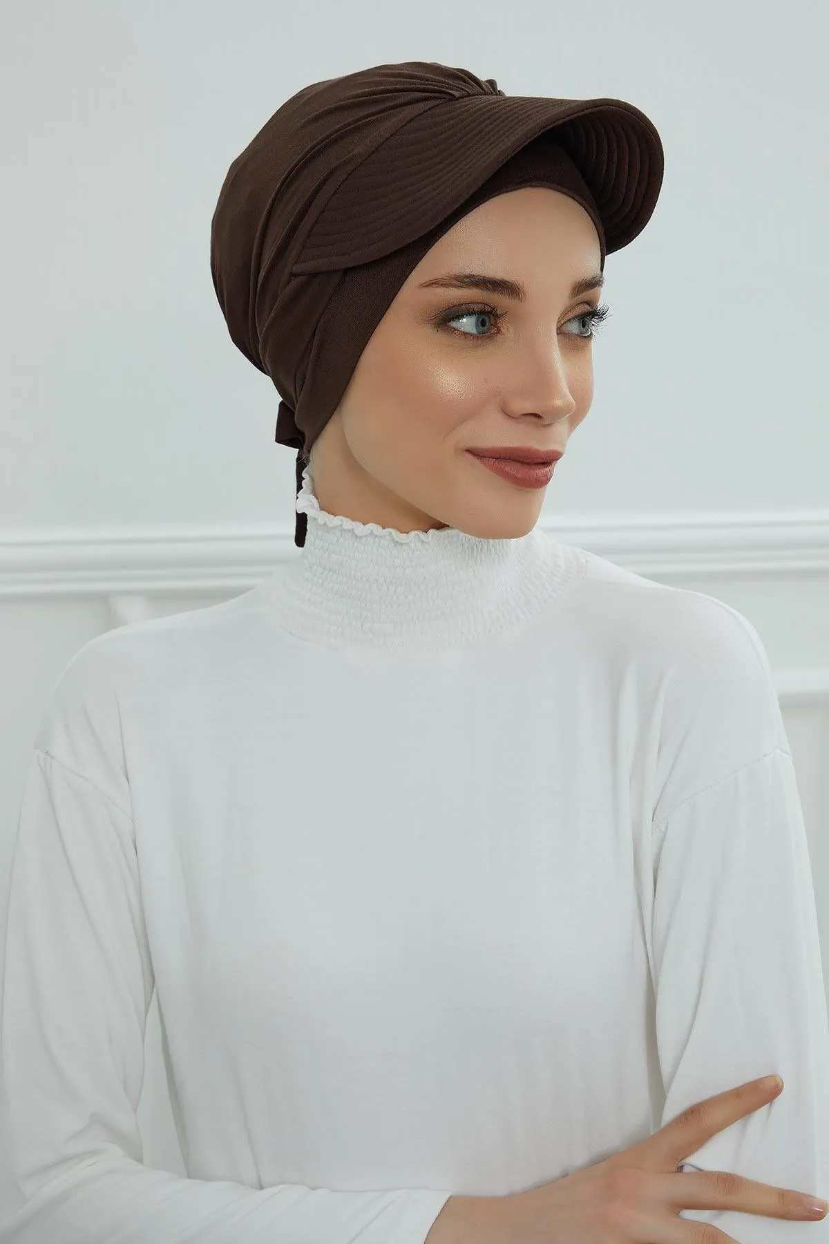 Stylish Visor Cap Instant Turban Hijab for Women, Trendy Visor Cap for Hair Loss Patients, Chemo Visor Cap, Visor Full Head Covering,B-66