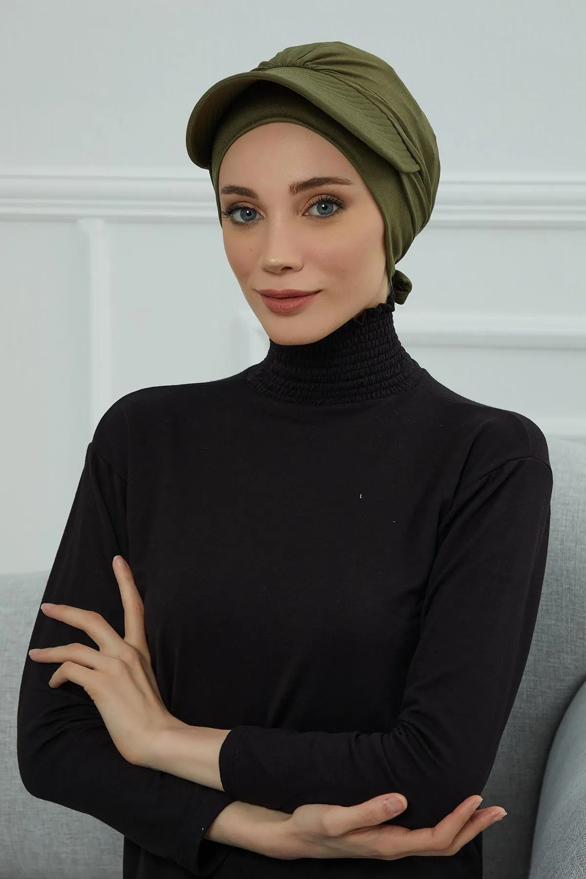 Stylish Visor Cap Instant Turban Hijab for Women, Trendy Visor Cap for Hair Loss Patients, Chemo Visor Cap, Visor Full Head Covering,B-66