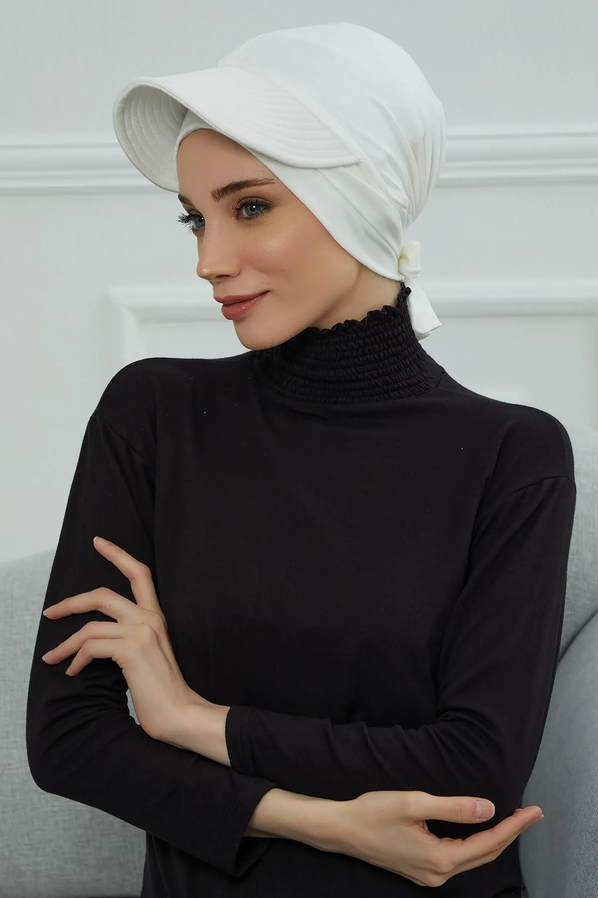 Stylish Visor Cap Instant Turban Hijab for Women, Trendy Visor Cap for Hair Loss Patients, Chemo Visor Cap, Visor Full Head Covering,B-66