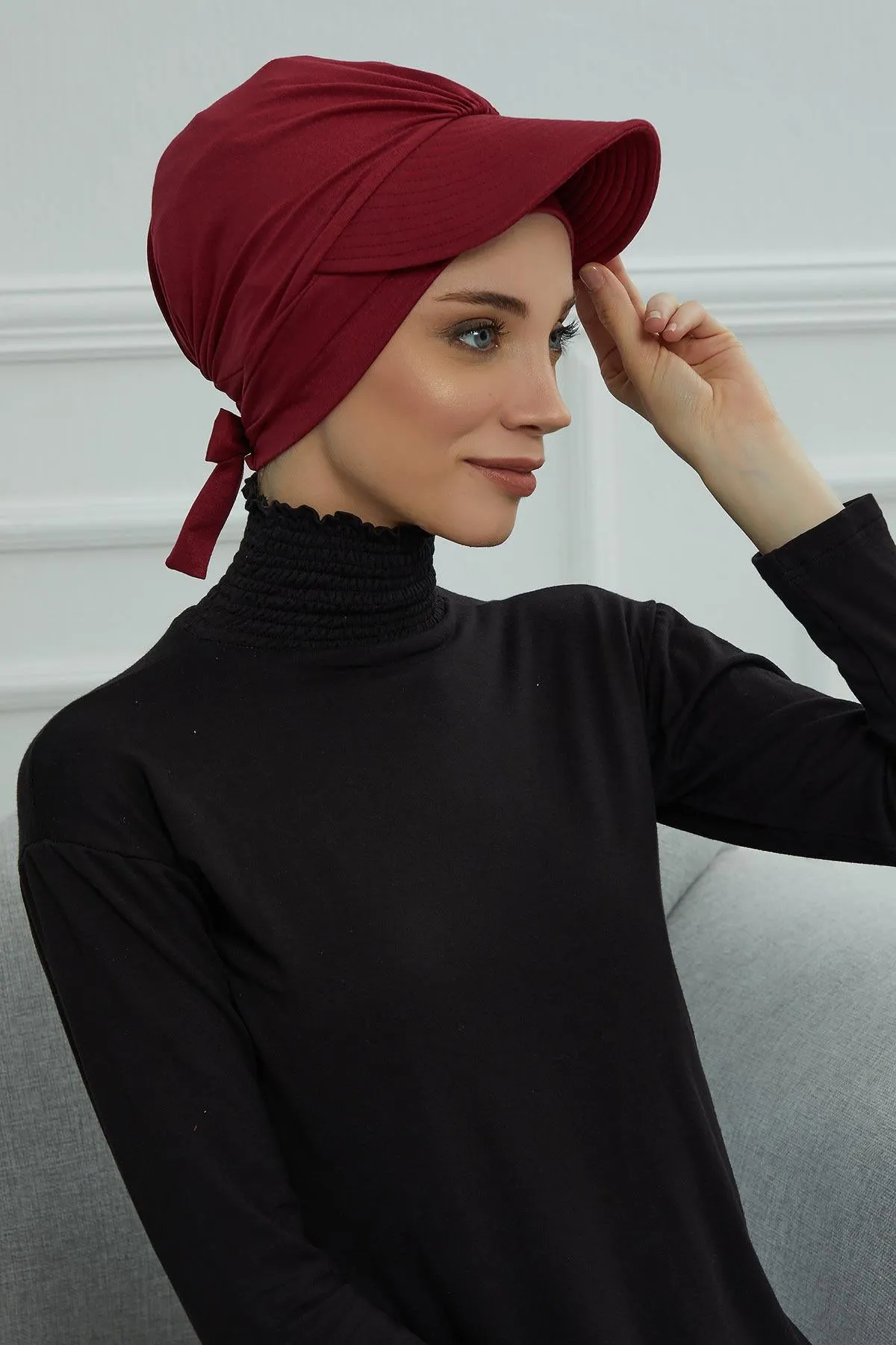 Stylish Visor Cap Instant Turban Hijab for Women, Trendy Visor Cap for Hair Loss Patients, Chemo Visor Cap, Visor Full Head Covering,B-66