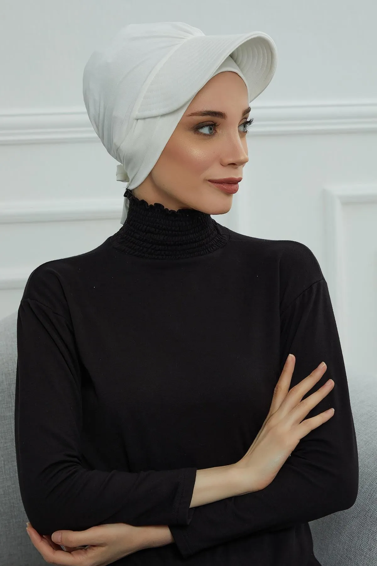 Stylish Visor Cap Instant Turban Hijab for Women, Trendy Visor Cap for Hair Loss Patients, Chemo Visor Cap, Visor Full Head Covering,B-66