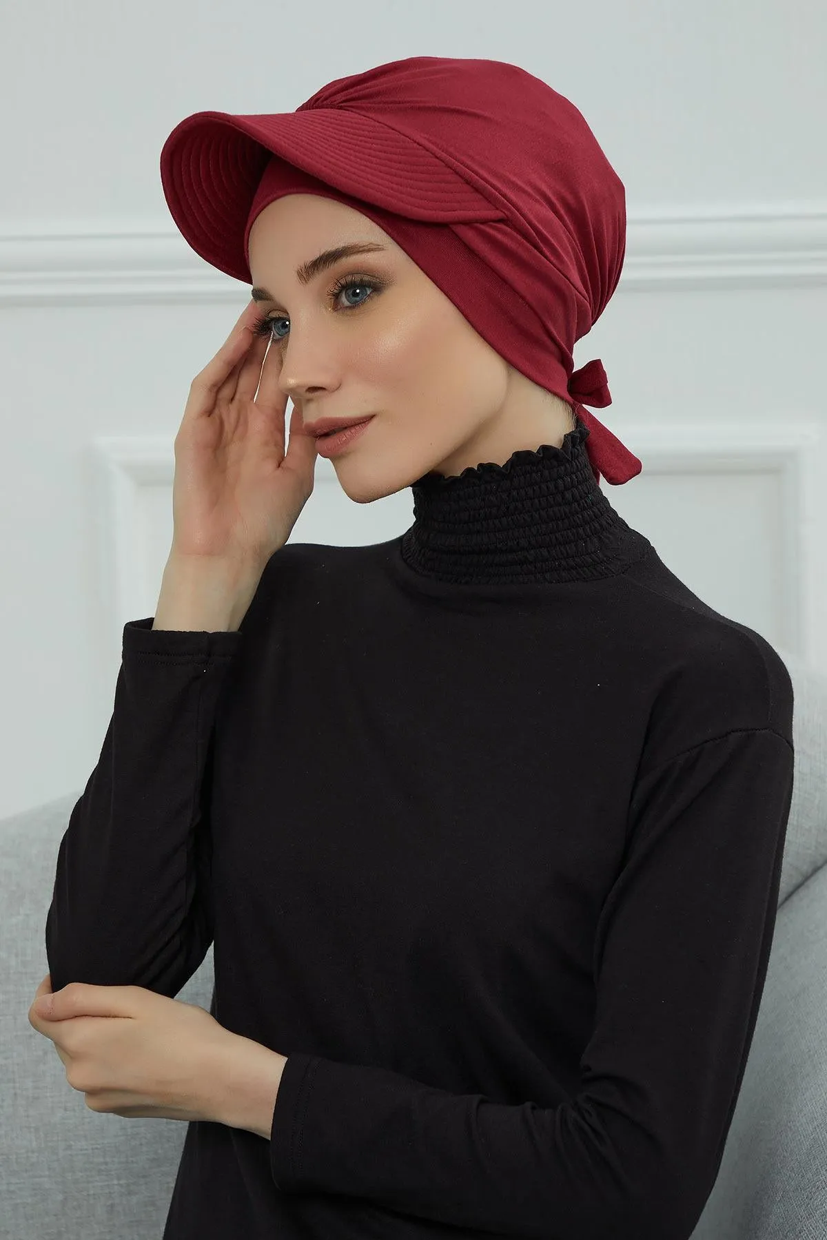 Stylish Visor Cap Instant Turban Hijab for Women, Trendy Visor Cap for Hair Loss Patients, Chemo Visor Cap, Visor Full Head Covering,B-66