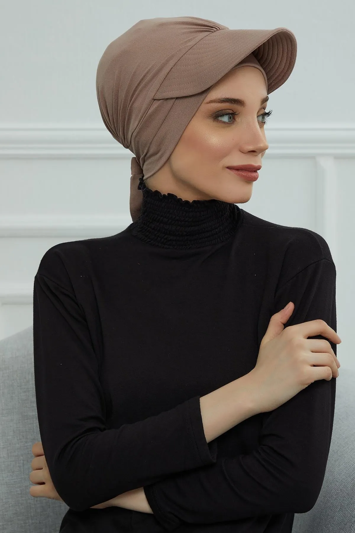 Stylish Visor Cap Instant Turban Hijab for Women, Trendy Visor Cap for Hair Loss Patients, Chemo Visor Cap, Visor Full Head Covering,B-66