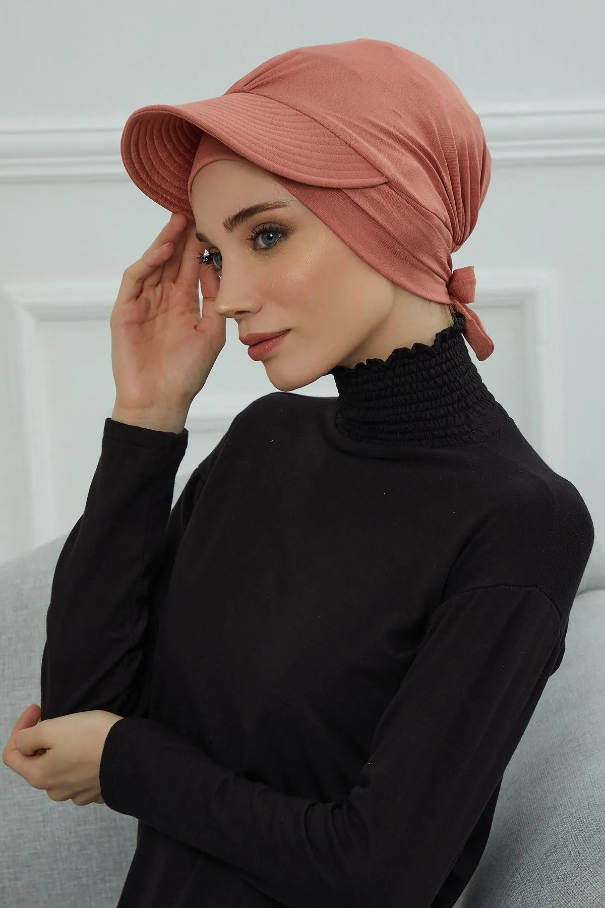 Stylish Visor Cap Instant Turban Hijab for Women, Trendy Visor Cap for Hair Loss Patients, Chemo Visor Cap, Visor Full Head Covering,B-66